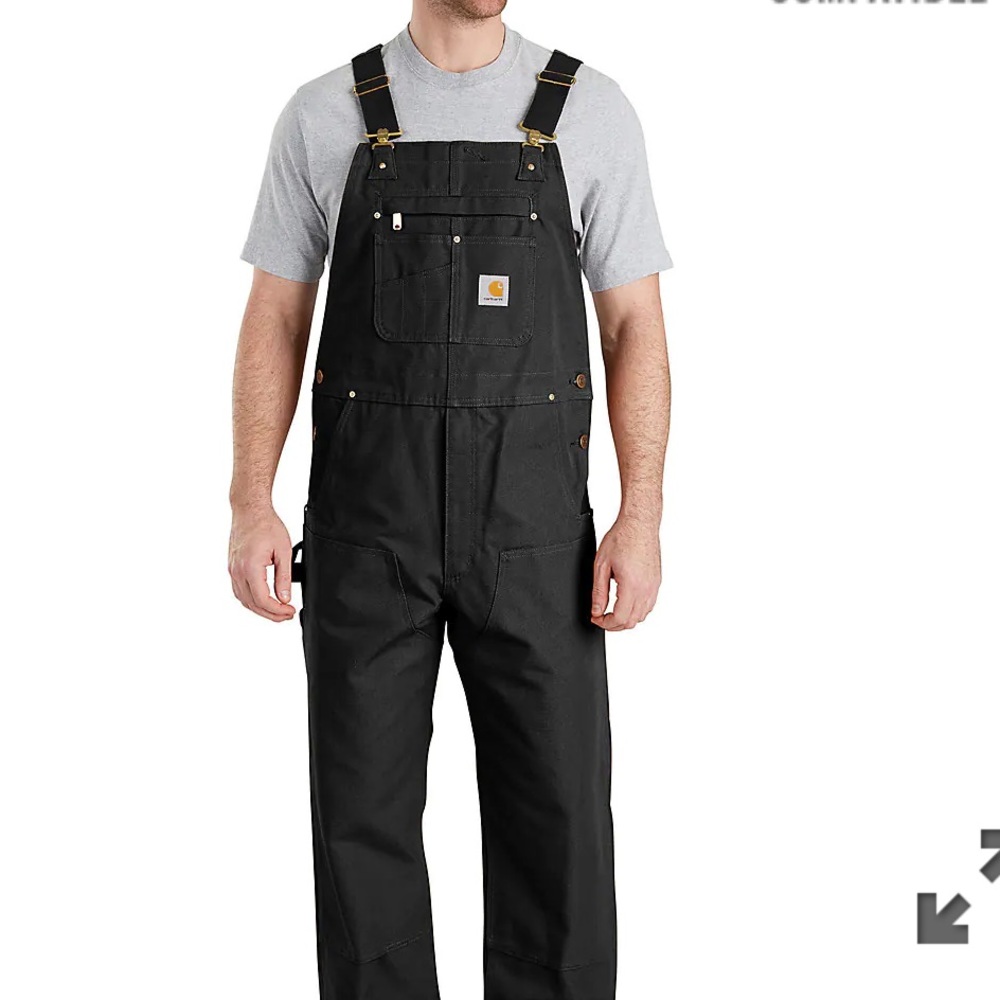 CARHAART RELAXED FIT DUCK BIB OVERALL 46 x 34 nwt black